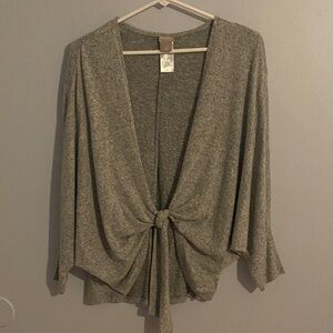Chico's Heather Gray Tie-Front Cardigan